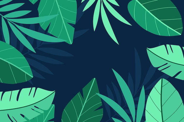 Vector gratuito fondo hojas tropicales dibujadas a mano