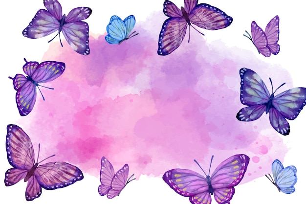 Vector gratuito fondo de mariposa colorida acuarela