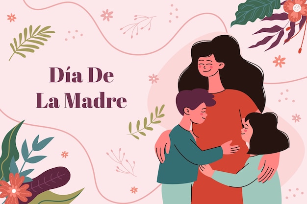Vector gratuito fondo plano para la celebración del día de la madre en español