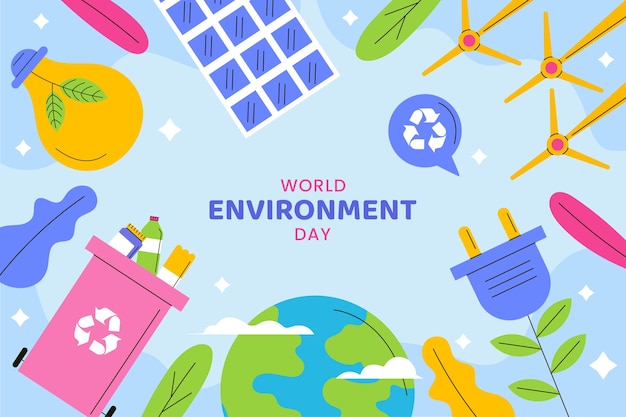 Vector gratuito fondo plano para la celebración del día mundial del medio ambiente