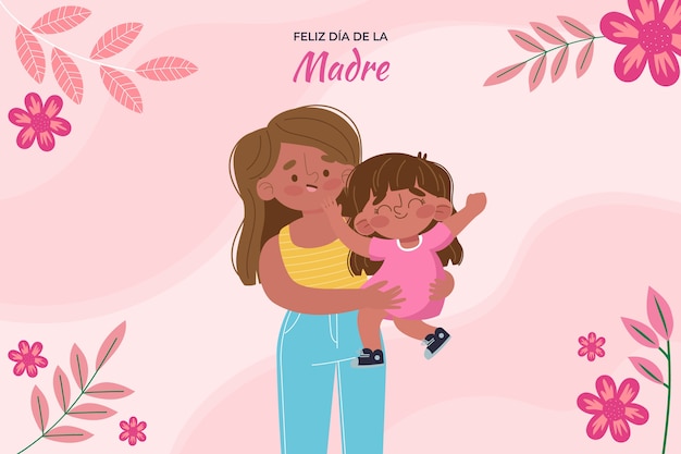 Vector gratuito fondo plano del día de la madre en español