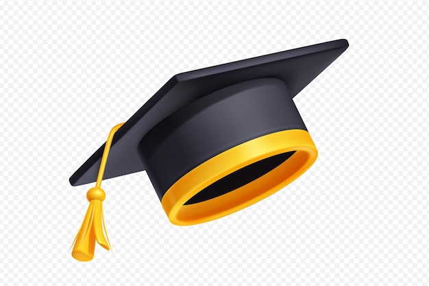 Vector gratuito gorra de graduación de estudiante con borla dorada y cinta.