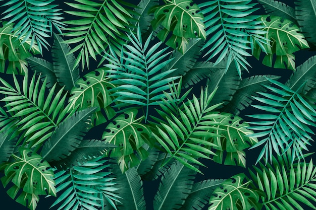 Vector gratuito gran fondo de hojas verdes tropicales