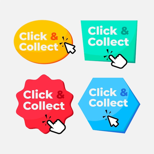 Vector gratuito haga clic y recopile la colección de botones