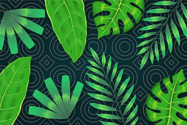 Vector gratuito hojas tropicales con papel pintado geométrico
