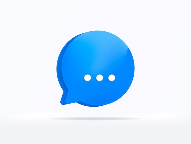 Vector gratuito icono de chat de mensaje de notificación azul signo de sms de atención y mensaje de internet. representación 3d.