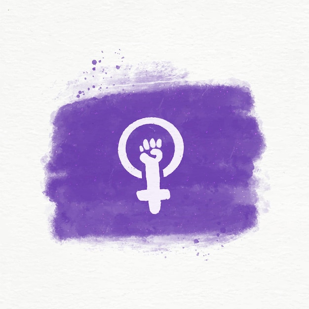 Vector gratuito ilustración acuarela bandera feminista con puño y símbolo femenino