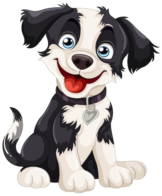 Vector gratuito ilustración de un cachorro feliz con una etiqueta de corazón
