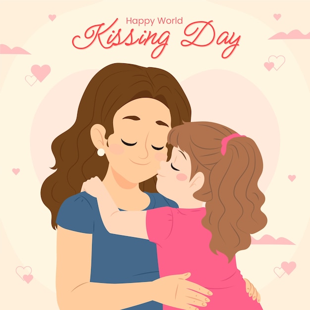 Vector gratuito ilustración del día internacional del beso plano