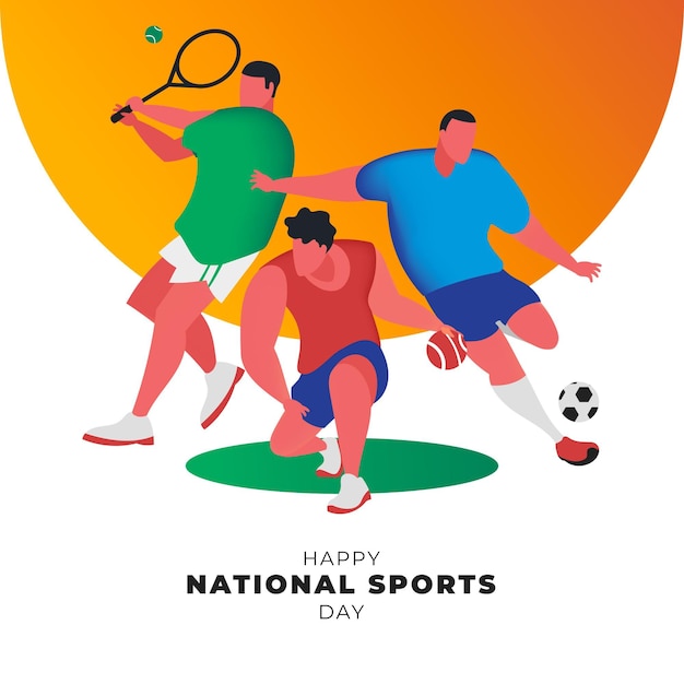 Vector gratuito ilustración del día nacional del deporte degradado