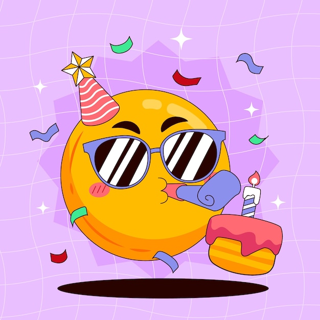 Vector gratuito ilustración de emoji de cumpleaños dibujada a mano