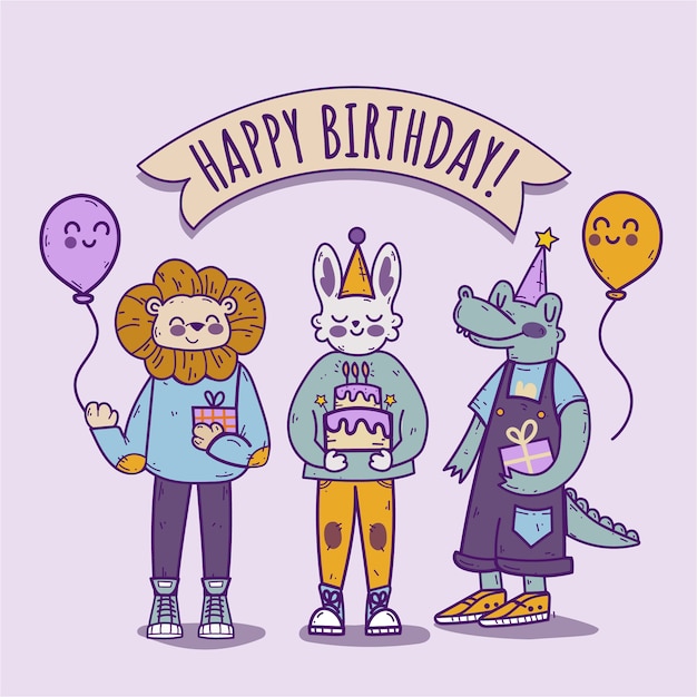 Vector gratuito ilustración de feliz cumpleaños de diseño plano