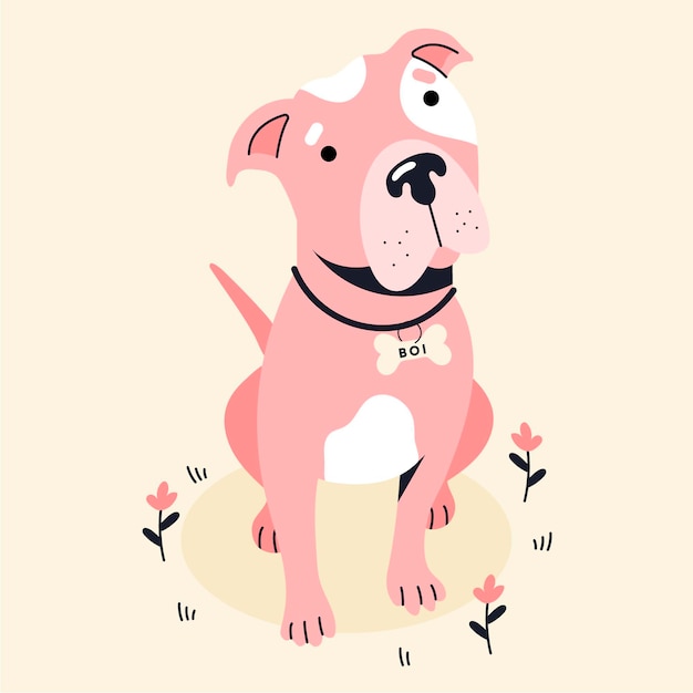 Vector gratuito ilustración de pitbull creativa plana