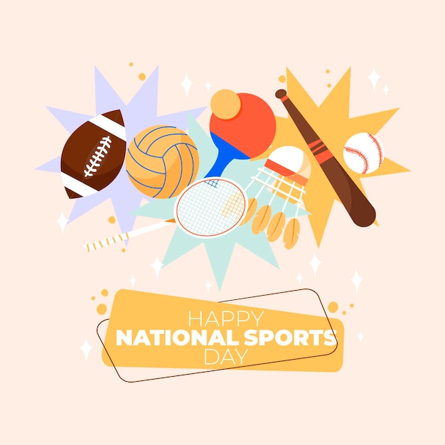 Vector gratuito ilustración plana del día nacional del deporte