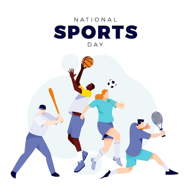 Vector gratuito ilustración plana del día nacional del deporte