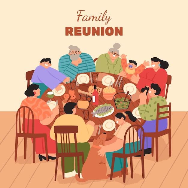 Vector gratuito ilustración de reunión familiar dibujada a mano