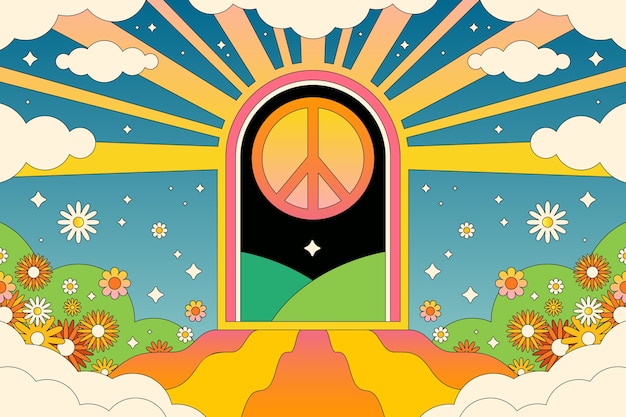 Ilustración de símbolo de paz retro dibujado a mano