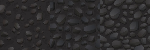 Vector gratuito juego de patrones sin fisuras con textura de piedra y roca.