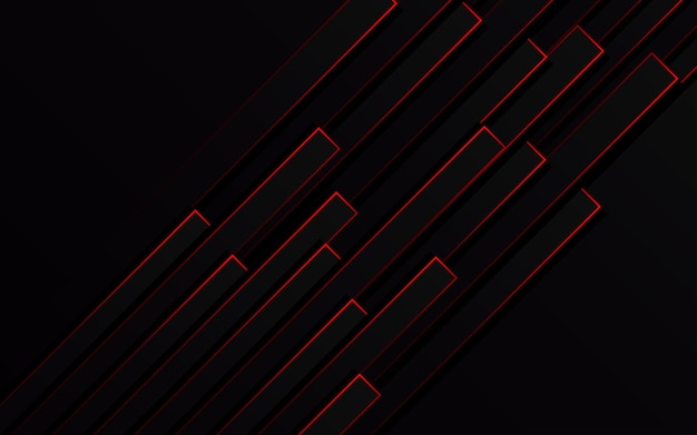 Vector gratuito líneas de luz roja abstracta zoom de velocidad de tubería en tecnología de fondo negro