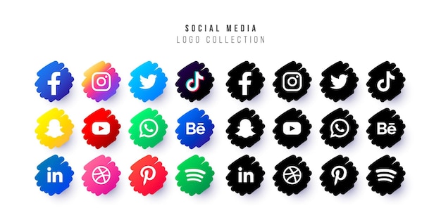 Vector gratuito logos de redes sociales con insignias garabateadas