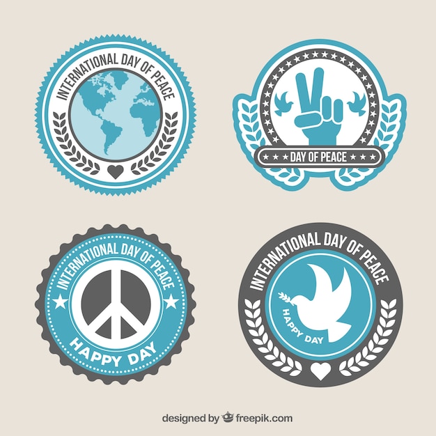 Vector gratuito pack de insignias para el día internacional de la paz