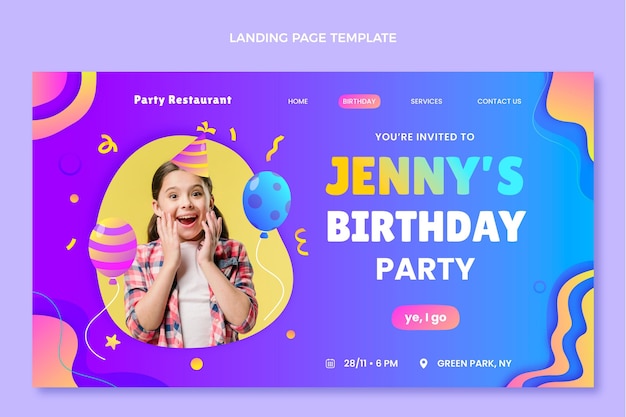 Vector gratuito página de inicio de cumpleaños colorido degradado