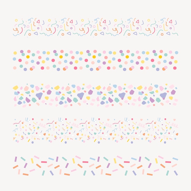 Vector gratuito pastel doodle pincel ilustrador vector confeti conjunto sin costuras