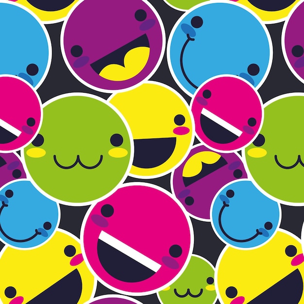 Vector gratuito patrón de emoticonos de sonrisa colorida