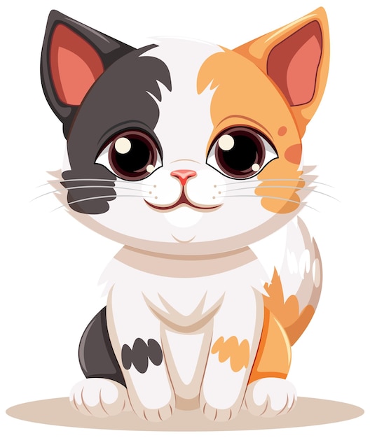 Vector gratuito personaje de dibujos animados de gatito de ojos dulces