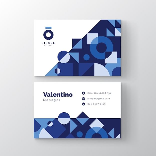 Vector gratuito plantilla de tarjeta de visita azul clásica abstracta