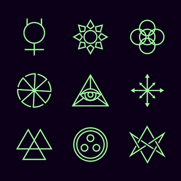 Vector gratuito símbolos mágicos de diseño plano