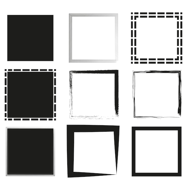 Vector colección de marcos grunge cuadrados negros dibujados a mano ilustración vectorial eps 10 imagen de archivo