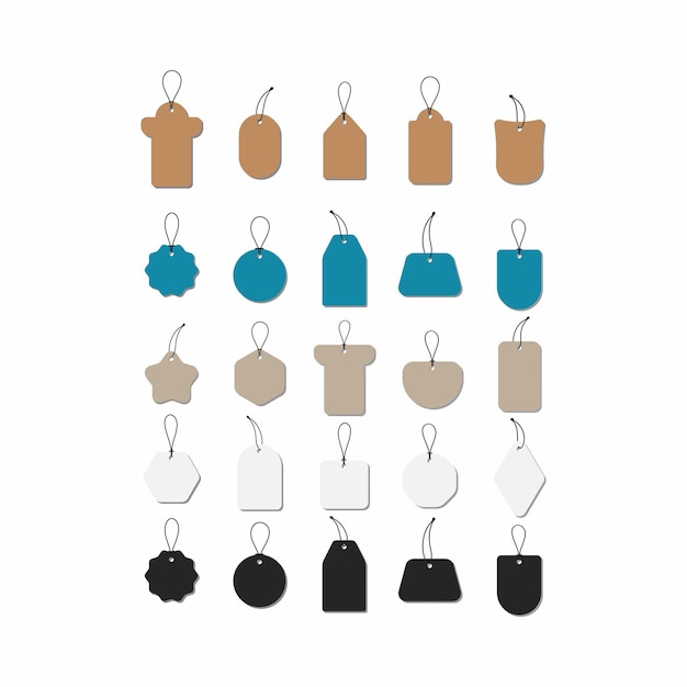 Vector una colección de diferentes elementos, incluido un objeto azul y marrón con un fondo blanco