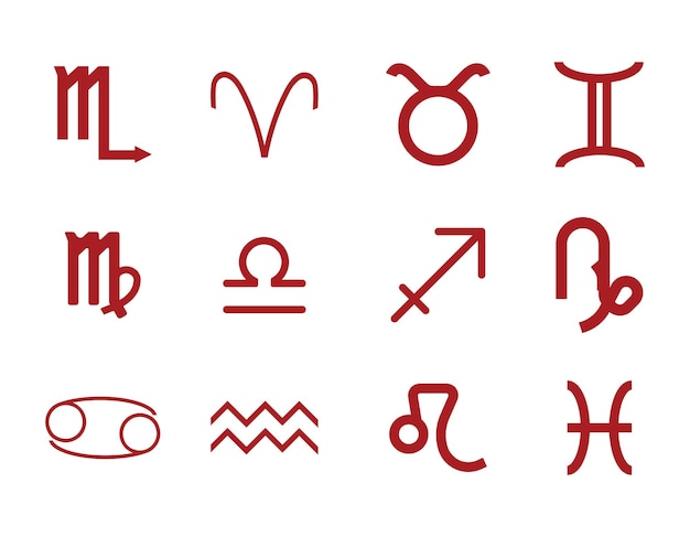 Vector colección de símbolo del zodiaco sobre un fondo blanco.