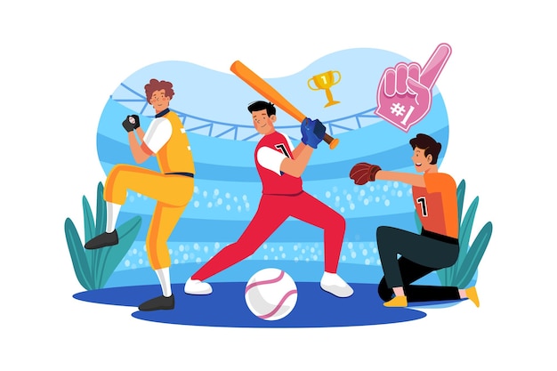 Vector concepto de ilustración del equipo de béisbol sobre fondo blanco