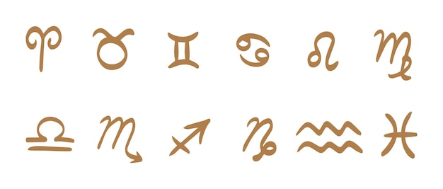 Vector conjunto de colección de símbolos vectoriales del zodiaco signos del zodíaco