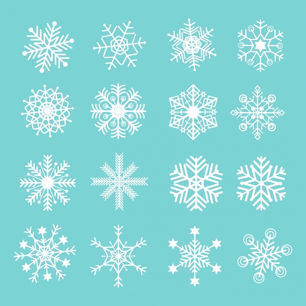 Conjunto de icono de vector copos de nieve
