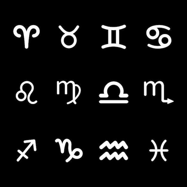 Vector un conjunto de iconos con signos del zodiaco astrología