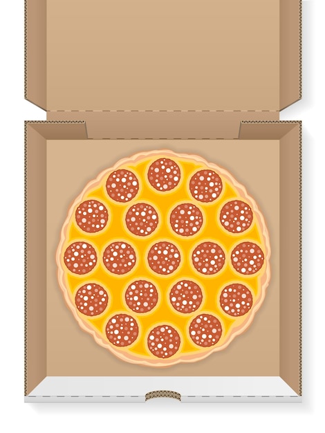 Vector caja de cartón con pizza