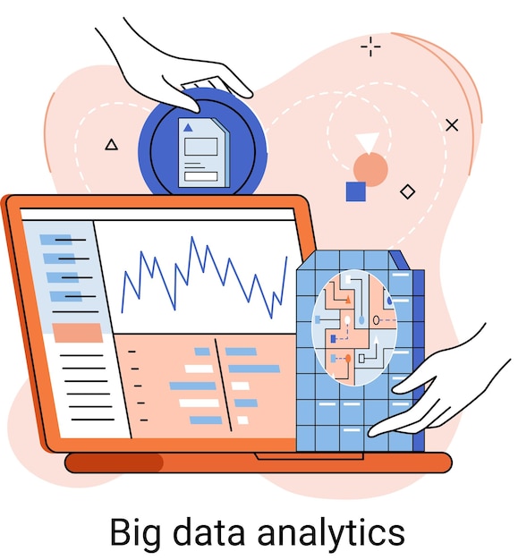 Vector análisis de big data proceso de análisis de fuentes de datos complejas para una metáfora de decisiones comerciales efectivas