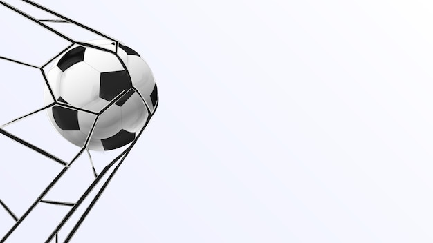 Actividad deportiva de puntuación de gol de pelota de fútbol La pelota está en el vector de plantilla de meta