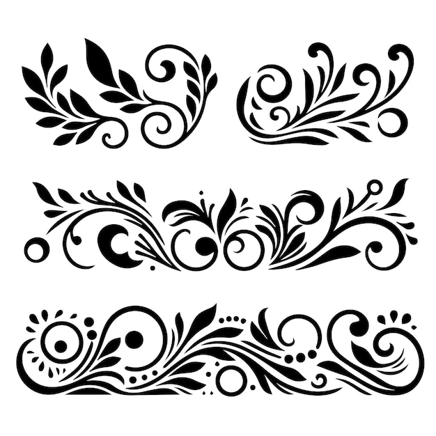 Vector bordes decorativos adornos caligráficos flores ornamentales marcos de flores