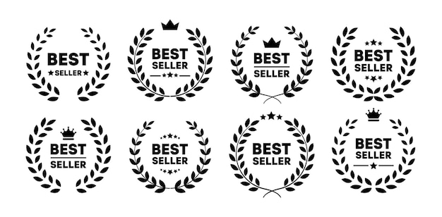 Vector best seller conjunto de iconos de corona negra plantilla para premios insignias marcas de calidad y certificados vector eps 10