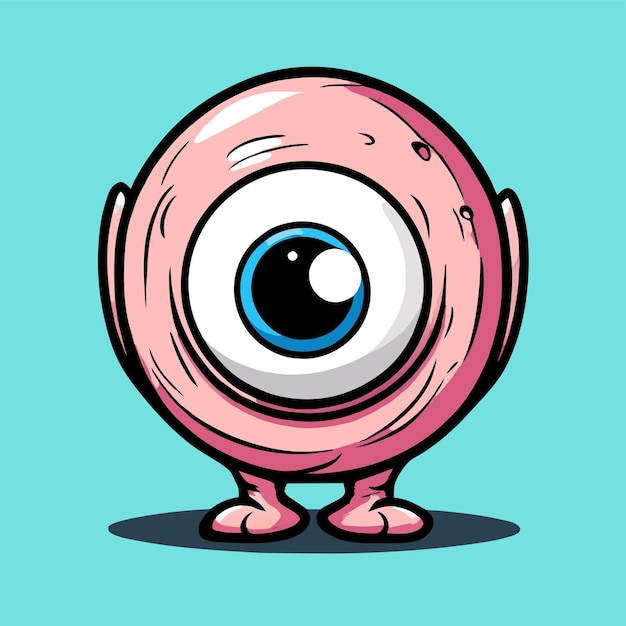 Vector globo ocular dibujado a mano plano elegante mascota personaje de dibujos animados dibujo pegatina icono concepto aislado
