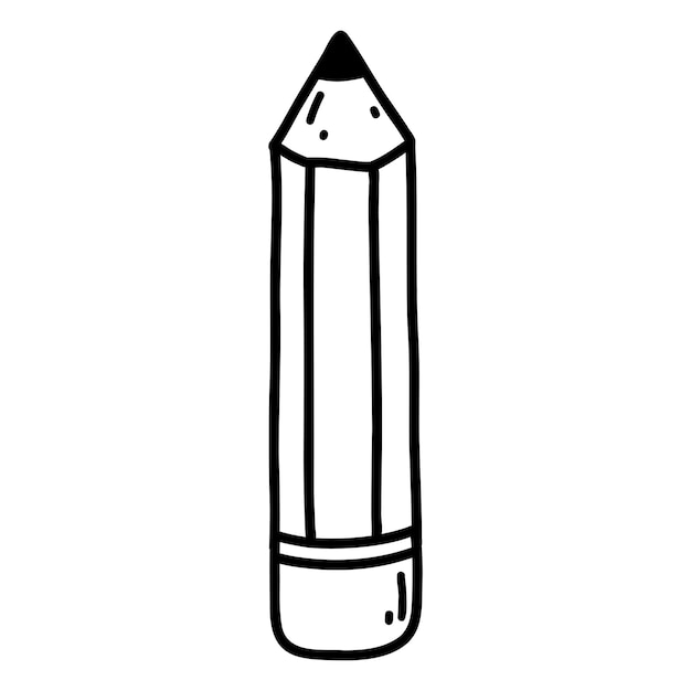 Vector doodle de dibujos animados dibujados a mano de lápiz ilustración de dibujo vectorial de icono de contorno negro útiles escolares o de oficina papelería para imprimir página para colorear logo de diseño para niños