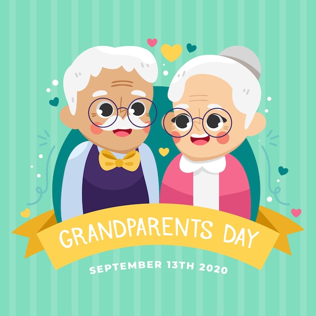 Vector día nacional de los abuelos con la pareja de ancianos