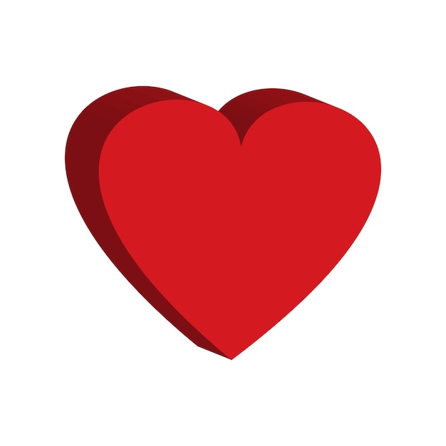 Dibujo de corazón rojo en 3 d para un emblema o logotipo. Plantilla para tarjeta de felicitación para el día de San Valentín.