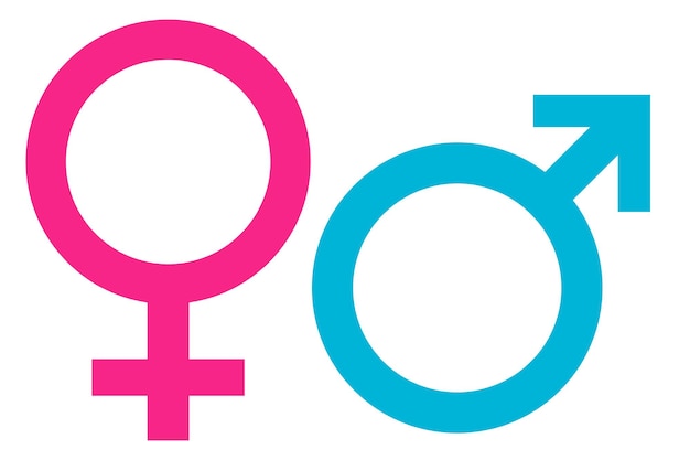 Vector diseño abstracto masculino y femenino de signo vectorial. símbolo del concepto de género.