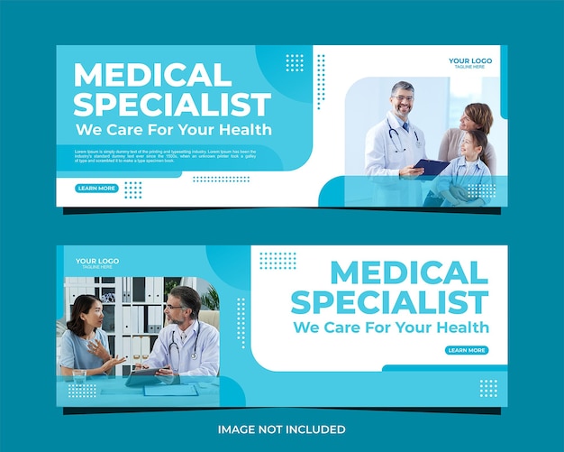 Vector diseño de plantilla de banner web de especialista médico
