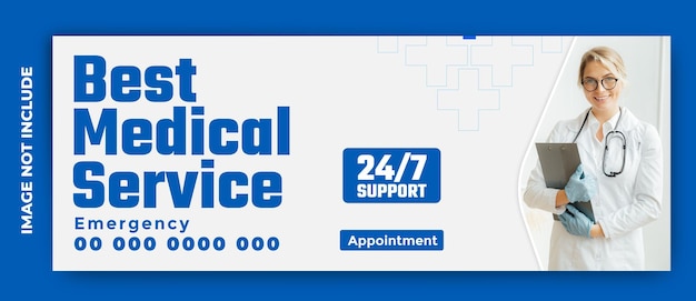 Vector diseño de plantilla de portada de banner de anuncios de servicios médicos